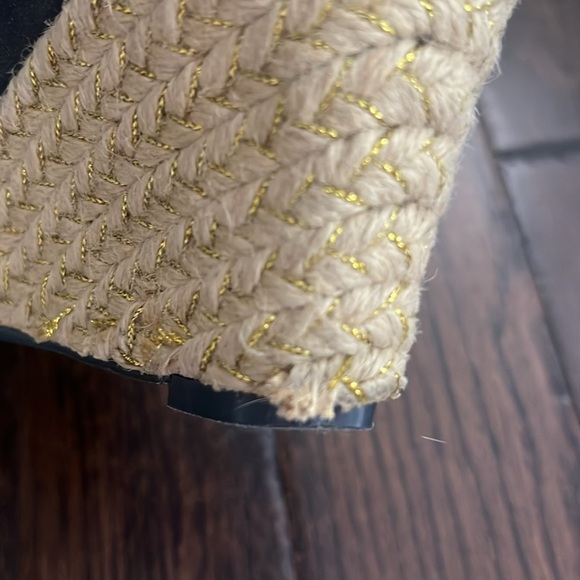 Poetic License London blue polka dot with yellow floral bow wedge shoes 8.5 - Picture 14 of 16